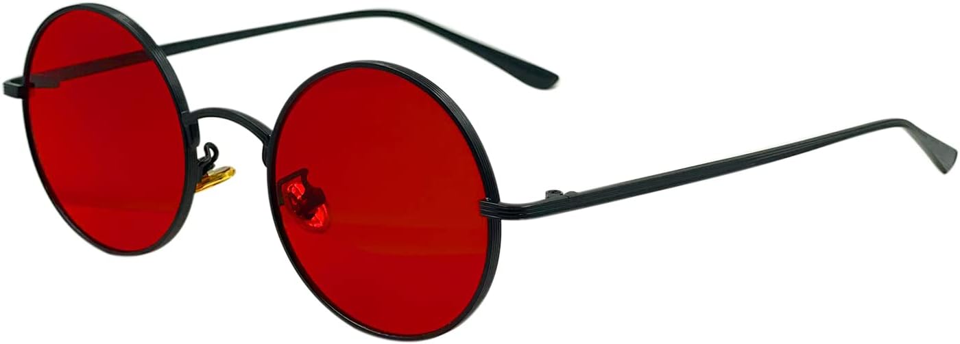 Sunglasses Unisex Round Sunglasses Men Circle Womens Mens Sun Glasses UV400 Protection Black Red
