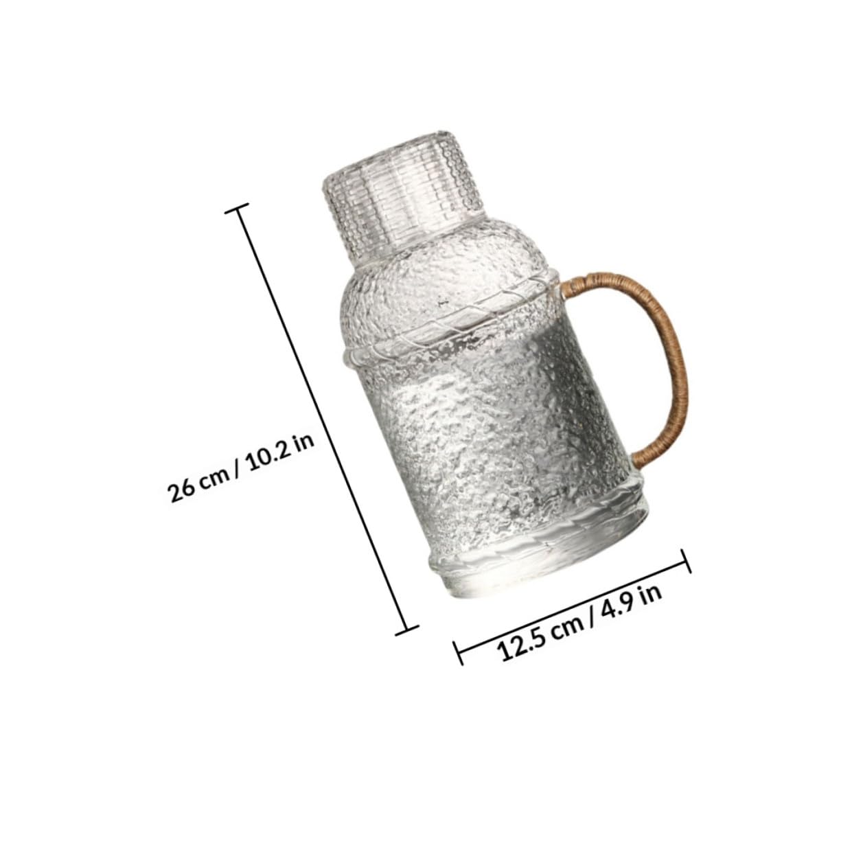 Housoutil Jarra de Agua de Vidrio de 2l Diseño Martillado, Resistente al Calor, Tapa Hermética y Fácil de Verter para Uso en Fiestas y Reuniones en Casa