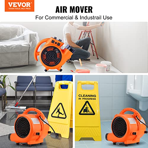 Image of VEVOR Air Mover, 1 /4 HP 1000 CFM Carpet Dryer for Cooling and Ventilating | Portable Floor Blower Fan, 4 Blowing Angles and Time Function, Adjustable Blow Angle for Janitorial, Home, Commercial Use
