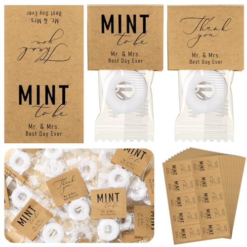Marspark 200 Pcs Mint to Be Stickers Bulk Wedding Favors Labels Wedding Mints Stickers Bridal Shower Guests Favors Party Decorations