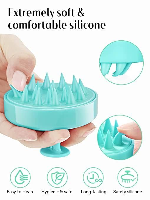 Image of NFI essentials Hair Comb Brush Head Scalp Massager Scrubber, Adults Children Thick /Thin Hair, Mold-Free Solid Silicone for Healthy Hair Growth Dry Scalp Dandruff (Green)