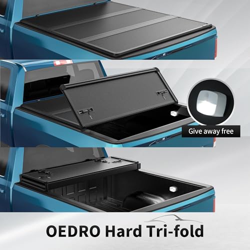 Image of OEDRO FRP Hard Tri-fold Tonneau Cover Fold Truck Bed Covers Fits for Ford F-150 F150 2004-2014 with 6.5 Feet Bed