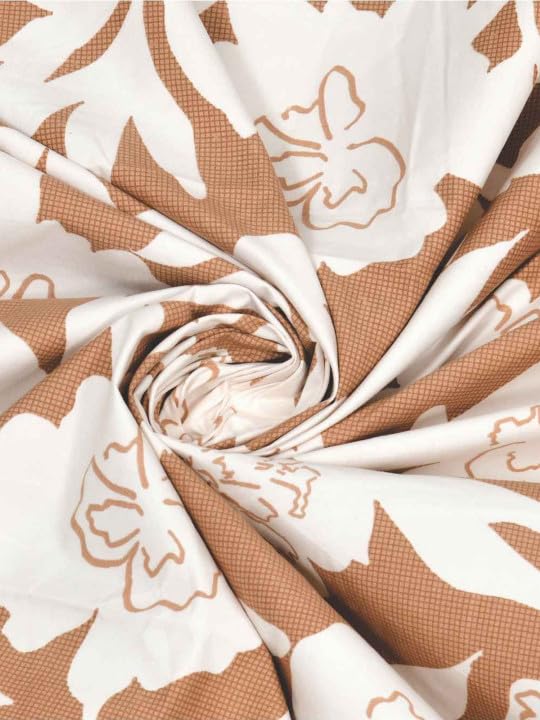 Image of 350 TC Premium Heavy Cotton Feel Elastic Fitted Bedsheet King Size with 2 Frill Pillow Covers King Size || Double Bed with All Around Elastic (Brown Floral, Double)