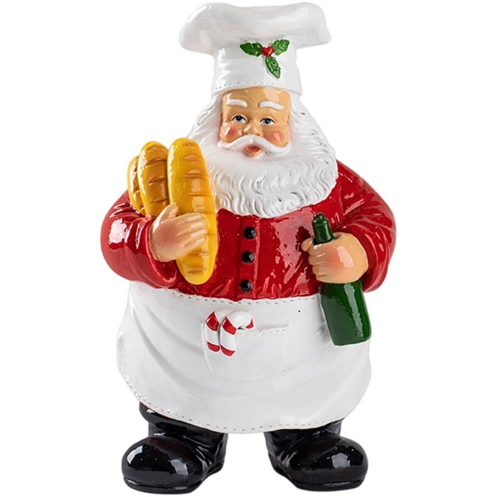 Vbsqic 1pc Christmas Santa Claus Figurine, Resin Christmas Chef Santa Claus Status Christmas Decorations Desktop Ornament for Home Office Table Fireplace