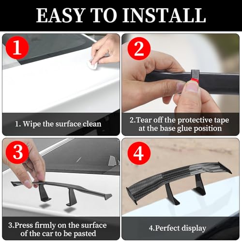 XNJIHWA 3 Pcs Universal Auto Mini Spoiler Flügel Ohne Perforation Fahrzeug Stabilität Schwanz Mini Auto Kohlefaser Textur Dekoration 6.7inch (Schwarz)