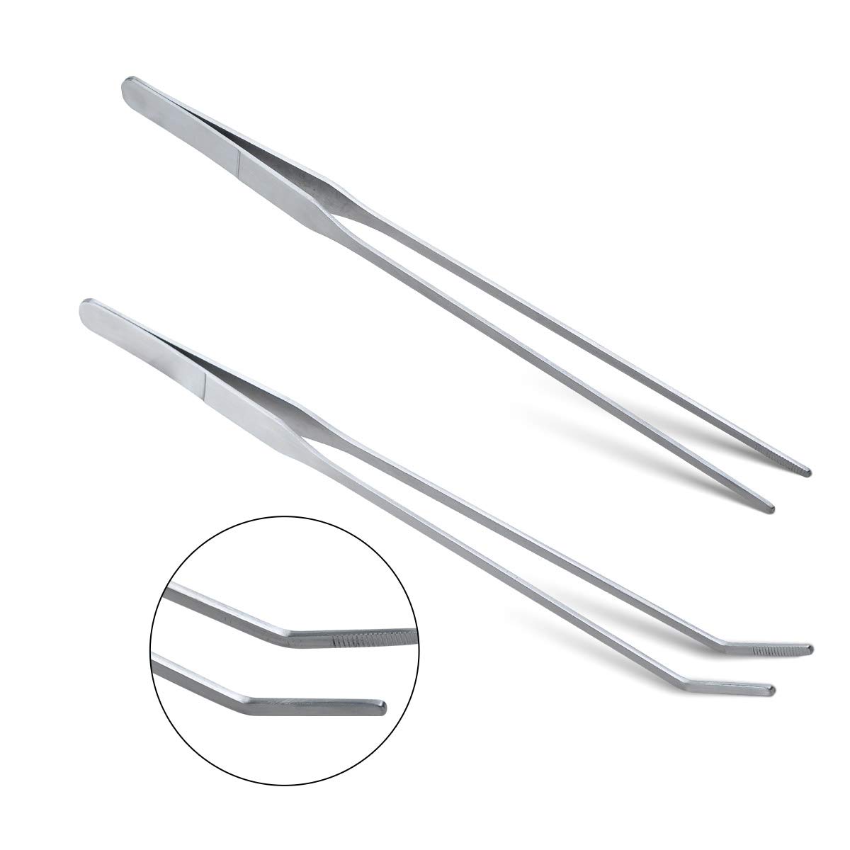 Songway 5 in 1 Aquarium Plant Tool Kit Straight&Curved Scissors, Substrate Spatula, Straight&Curved Tweezers/Aquarium Aquatic Plant Tools Set with Case (Silvery, Leather Bag(with Tool Holder))