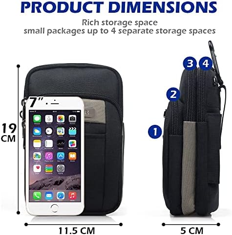 SPAHER Schoudertas Heren Heuptas Heren Kleine Waterdicht Heuptasje Herentas Zwart 6,7 Inch Mobiele Telefoontas Fanny Pack Men Crossbodytas Sling Bag met Haak en Afneembare Verstelbare Schouderriem