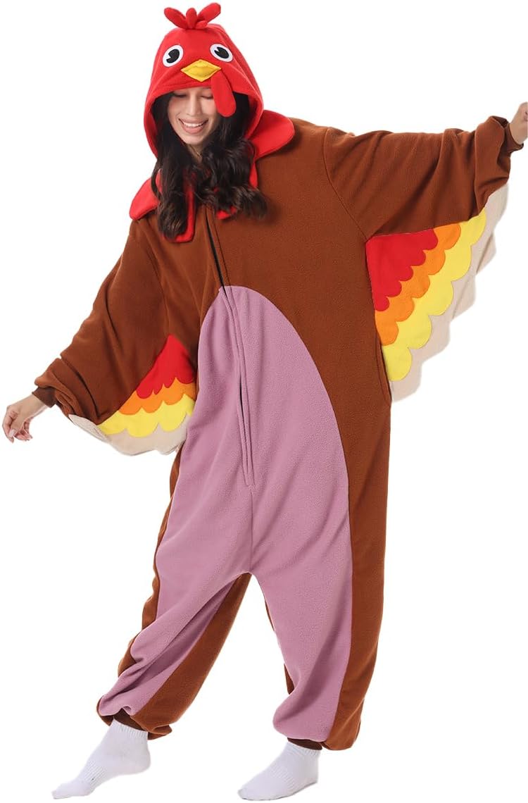 Turkey Onesie Pajamas Costume Adult Thanksgiving Halloween Christmas Cosplay Unisex Party Costume - Image 4