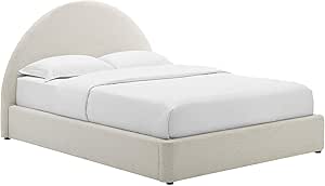 Modway Resort Full Size Platform Bed with Arch Shaped Round Headboard in Heathered Weave Light Gray, Woven Heathered Fabric Upholstery, Soft Cloud Bed Frame, Full Size Bed, No Box Spring Needed main image 0