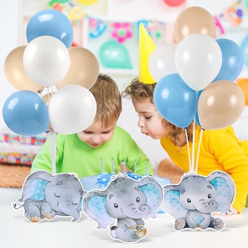 Image of 6 Sets Balloon Stand Kit for Table Elephant Baby Shower Tables Centerpiece with Balloon It's a Boy Baby Shower Decor for Elephant Theme Gender Reveal Birthday Party Decoration Supplies
