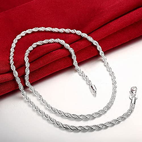 Collier de chaîne de corde torsadé 3 mm homme argent 925