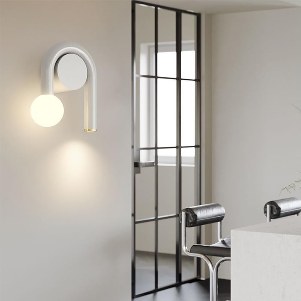 Lampada da Parete for Interni Dimmerabile 12W Luce Calda/Naturale/Bianca Moderna Decorativa in Metallo for Soggiorno Camera Letto Corridoio Scale Hall, Bianca(A)