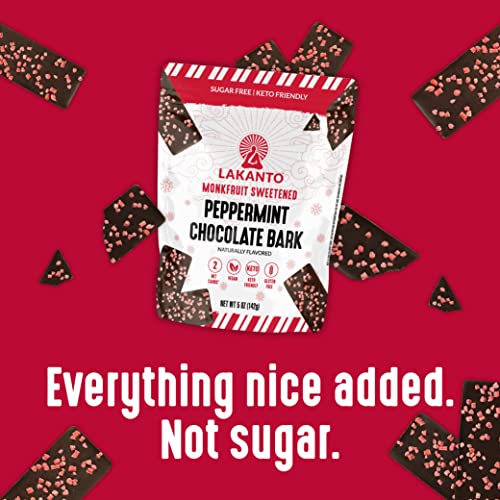 Lakanto Sugar Free Dark Chocolate Bark Peppermint- Sweetened With Monk Fruit Sweetener And Sea Salt, Low Carb, Keto, Gluten Free, Vegan Snack, Holiday Candy Gift (5 Oz - Pack Of 3) #TOP2
