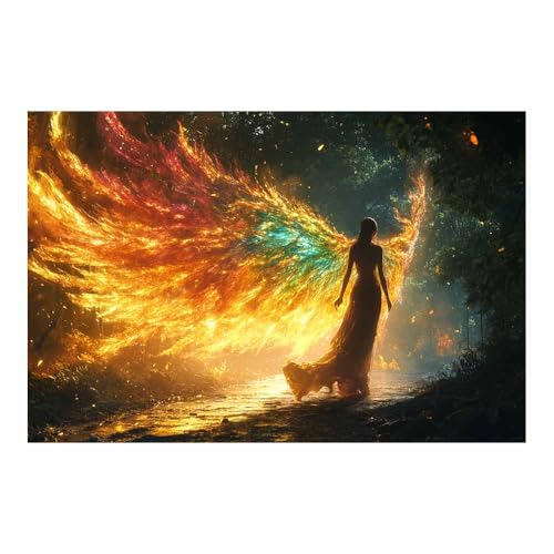Toile Ange avec Ailes Colorées TERUEA poster vintage décoration murale salon chambre 70x100