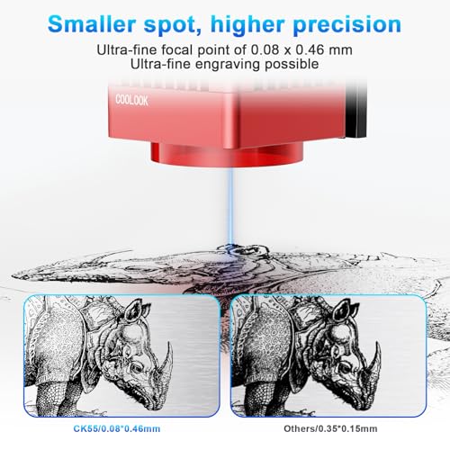 Coolook CK1-55 Laser Engraver, 5.5W Laser Engraving Machine, Laser Engraver Machine, Laser Cutter for Wood, Metal, Aluminum, Glass, Leather, 500mm/s Speed, 32-Bit Main Chip, 300x300mm Engraving Area - Image 3
