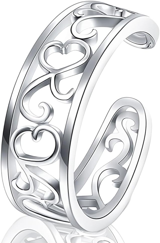 Silver Toe Rings for Women Non Tarnish Adjustable Open Band Toe Ring Summer Beach Toe Rings Foot Jewelry