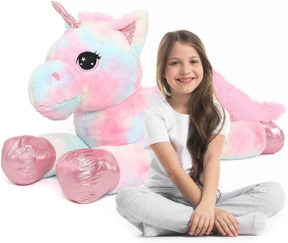 Image of AVSHUB Soft Toys Unicorn for Kids Cute Lovely Cartoon Lovable Hugable Birthday Gift Babies, Girls, Boy, Home Decor (70cm MultiPink)