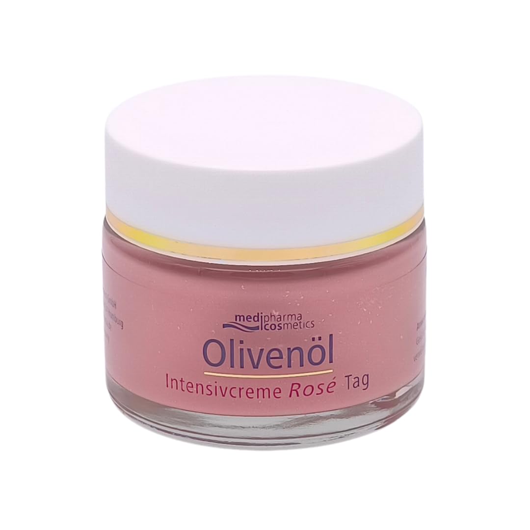 Olivenöl Intensivcreme Rosé Tagescreme 3x 50 ml I Rosig-Strahlender Teint I Verleiht spürbare Glätte I Reichhaltige Tagespflege I für reife, anspruchsvolle Haut I Spar-Set plus Pharma Perle give-away
