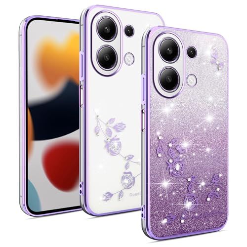 Cover Glitter per Xiaomi Redmi Note 13 4G Custodia Bling Brilla Ultrasottile Trasparente Antiurto Carino Scintillante con Donne e Ragazze - viola