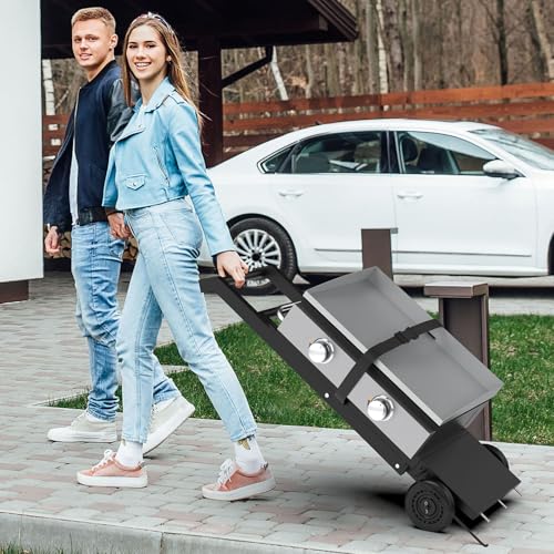 Image of Griddle Stand for Blackstone 22 17 Inch Tabletop Grill, Heavy-Duty Foldable Griddle Table with Wheels, Griddle Trolley Dining Table Cart, Grill Replacement Part for Outdoor Camping BBQ Tailgating