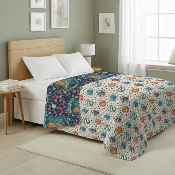 Image of Harry Potter Botanical Crests Twin Quilted Throw Blanket Adults Boys Girls, Soft Lightweight Bedding for Bed, or Couch, 60 x 90 inches