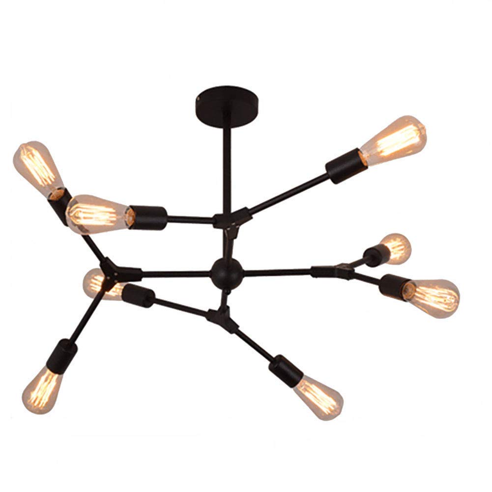 Accesorio de iluminación colgante de 8 luces industrial negro mate