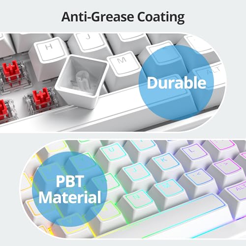 Image of Guffercty kred 142 Key White Keyboard Keycap Set, Cherry Profile PBT Shine Through Translucent Characters Compatible with MX Switches(Ray Edge White)