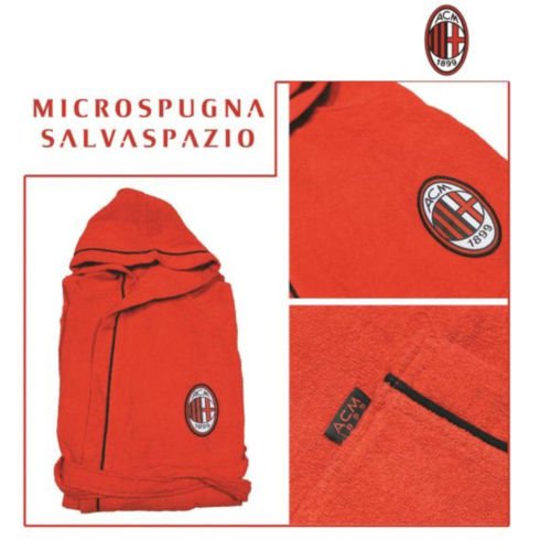Milan Accappatoio in Micro Spugna Salva Spazio Varie Taglie Prodotto Ufficiale (Taglia XL)