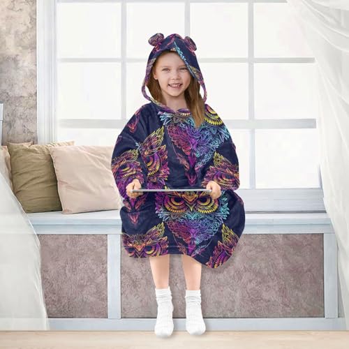 Couverture à capuche enfant pour soirées pyjama hibou - 7