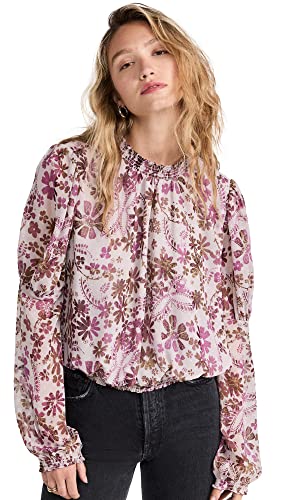 Clarissa Free People : haut imprimé femme gris lilas taille S