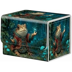 Strong Magnet for TCG MTG Commander Deck Box Playing Card Case Organizer Trading Card Case Creative Pattern Trading Card Storage Box for Collectible Games Up to 200 Cards,Cute Green Frog Toad