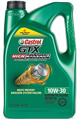 Castrol GTX High Mileage 10W-30 Synthetic Blend Motor Oil, 5 Quarts