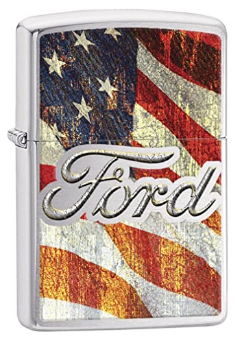 Encendedor Zippo logo Ford bandera US cromado miniatura 1