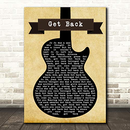 Get Back Black Guitar Song Lyric Print