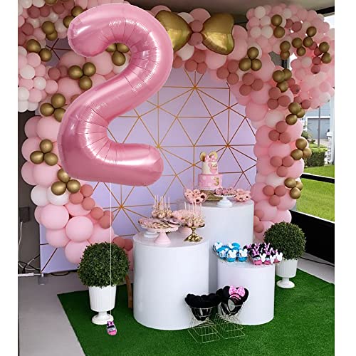 Image of TONIFUL 40 Inch Light Pink Big Numbers Balloons 0-9, Number 2 Pink Foil Mylar Pastel Balloons for Birthdays & Anniversaries