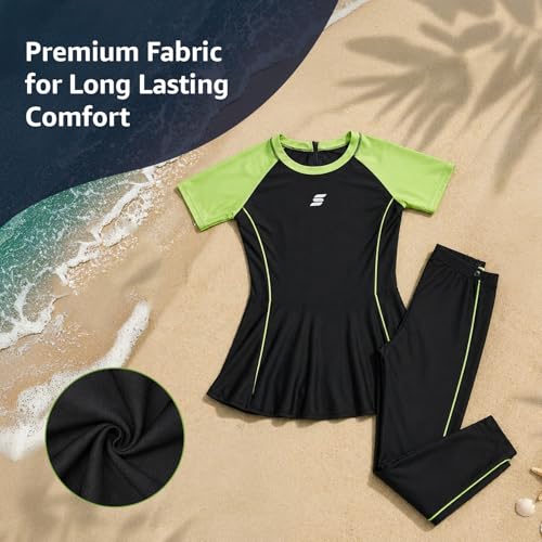 Image of Amazon Brand: Symactive - Swimming Suit for Women 2 Piece Swim Suit Set Full Body Swimming Costume for Woman Stretchable Fit Swimwear for Ladies
