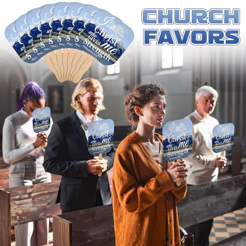 Image of Sherr 50 Pcs Christian Fans Bulk Religious Church Bible Verse Scripture Handheld Fans the Lord's Prayer Parlor Church Favors