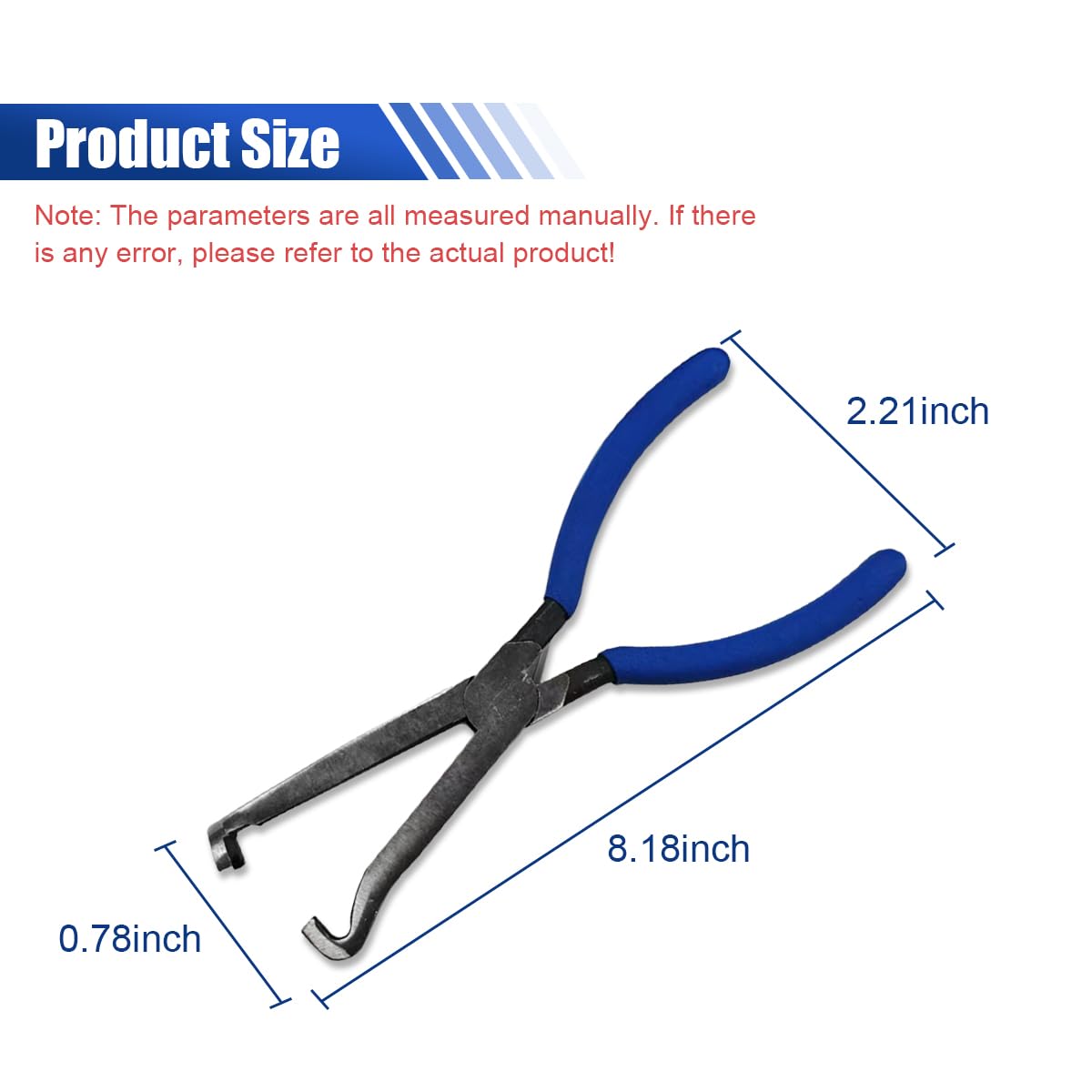 Electrical Disconnect Pliers, 8in Fuel Line Pliers, Automotive Electrical Plug Connector Repair Tool, Spark Plug Pliers for Push Tab Style Plugs (Blue)