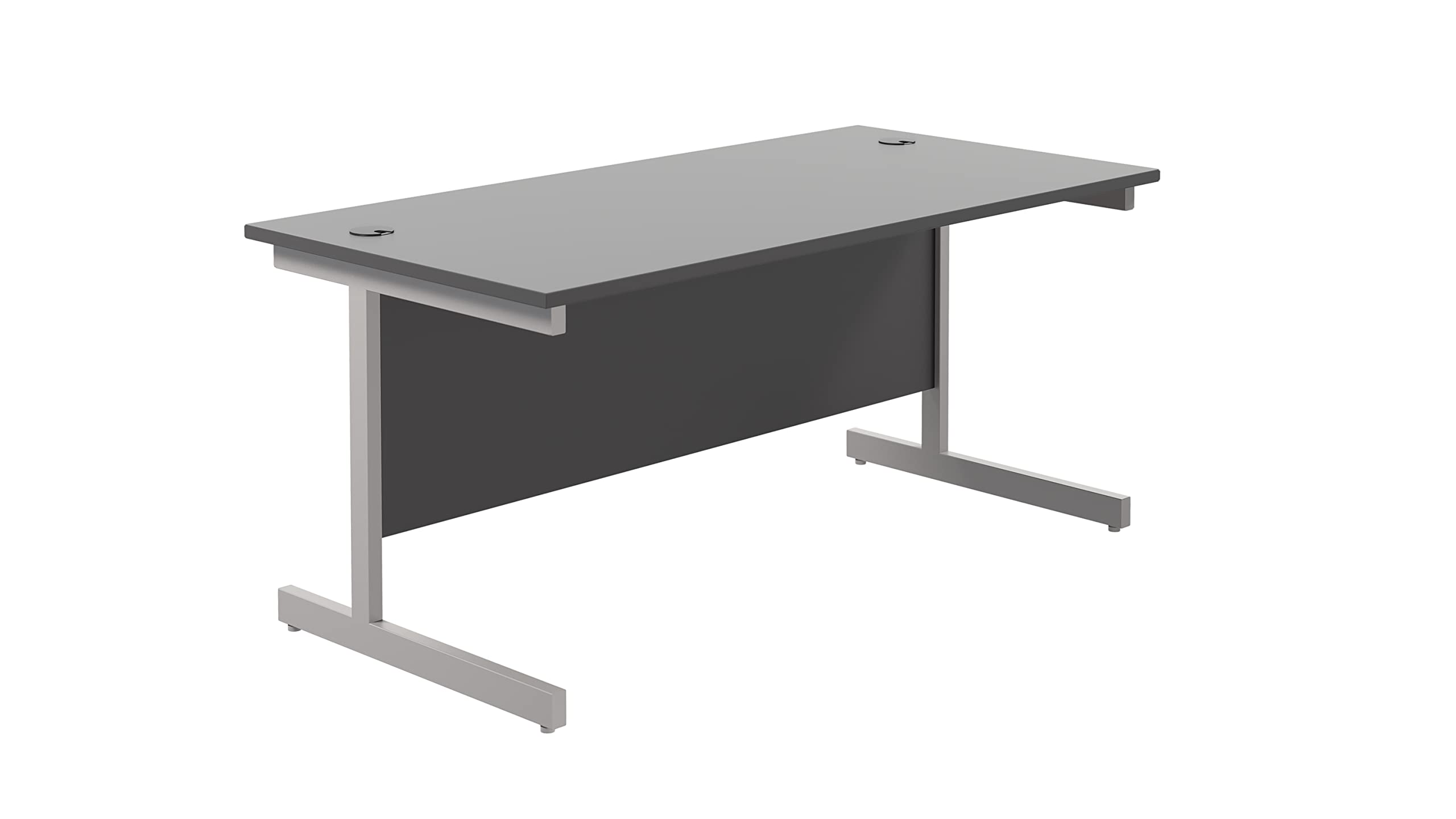 Office Hippo Heavy Duty Rectangular Cantilever Desk - Home Office Table + Integrated Cable Ports, PC Desk - 5 Yr Warranty - Silver Frame/Oak Top, 120cm x 80cm — view 32