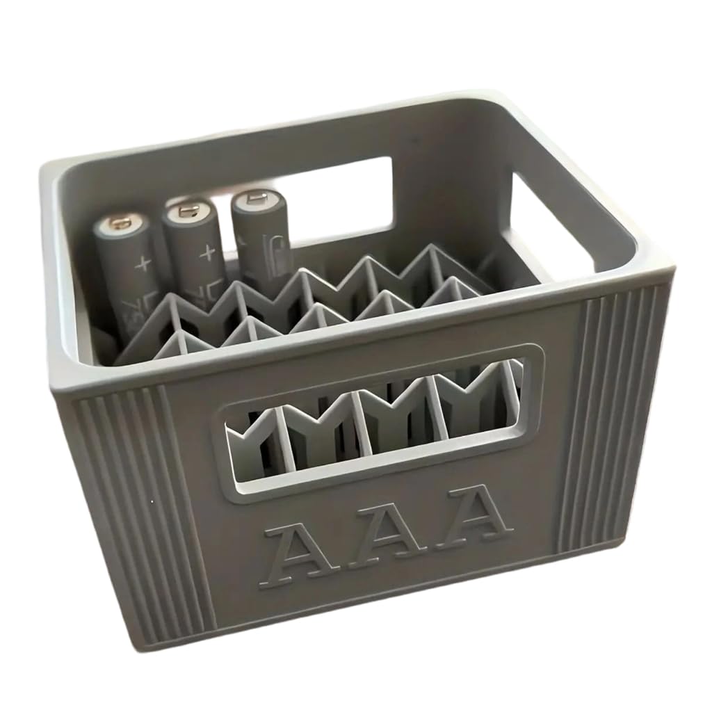 Elnwnnkc 3D Printed Battery Organiser Holder Stackable Battery Storage Box Holds 30 3A Or 20 2A Batteries for Home