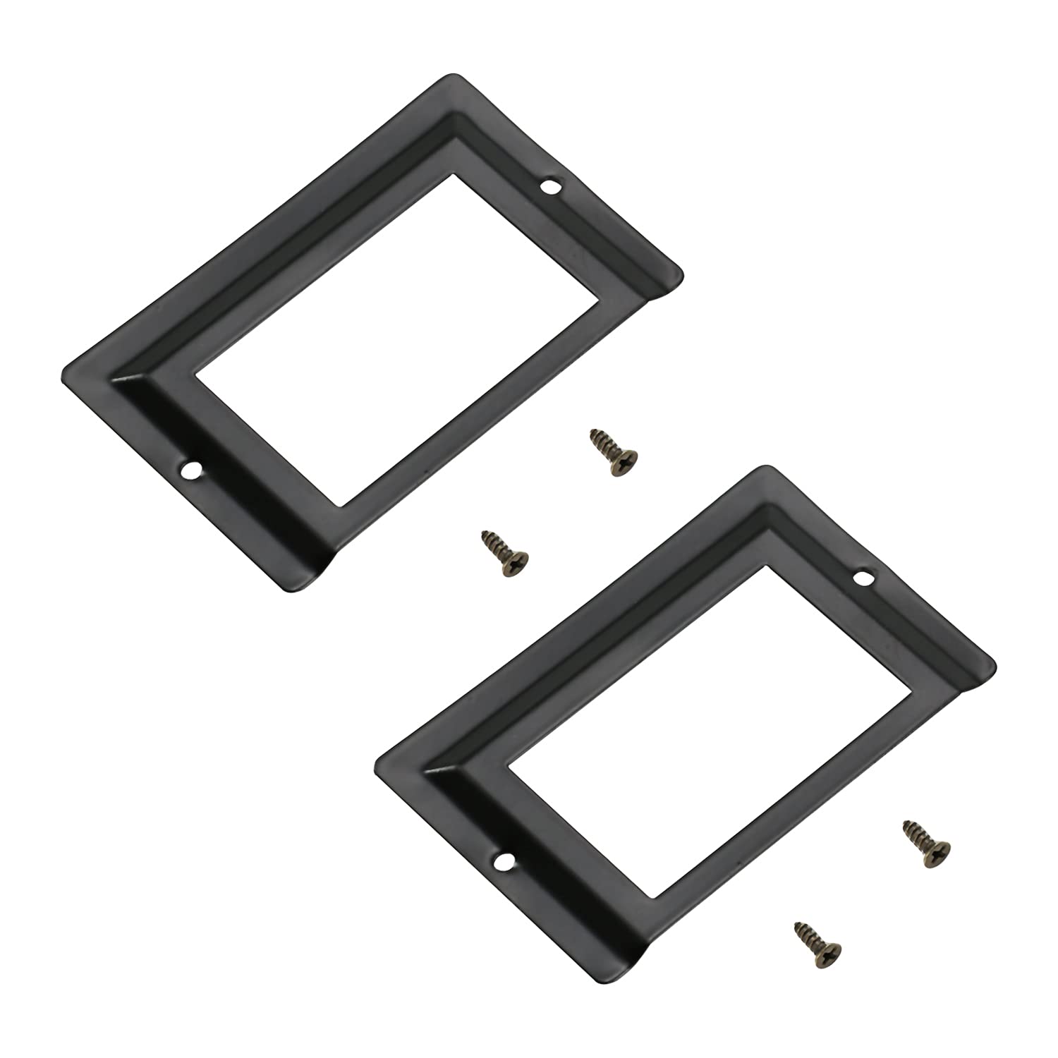 MroMax 80x 51mm Post Office Library File Drawer Metal Tag Label Holder Black 10Pcs