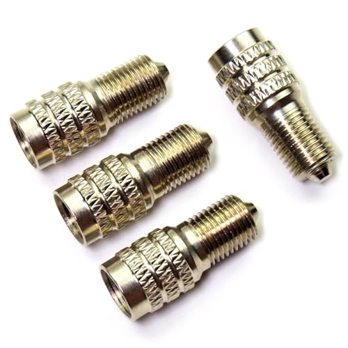 Double Seal Valve stem Extension caps Flow Through tire Valve Extender Metal Valve stem Extenders for Inflating auto car Truck Bus RV semi Tires (4 Pack)