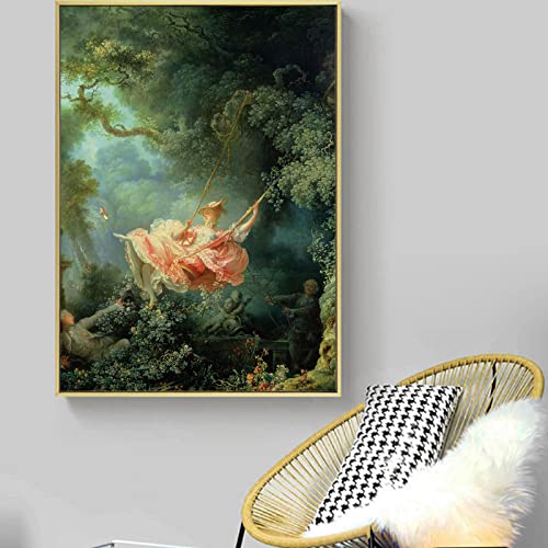 Zzpt Jean Honore Fragonard The Swing Print - Fine Art Poster - Oil Painting Canvas Wall Art Landscape For Living Room Bedroom Home Decor Unframed (12X15In/30X38Cm) #TOP4