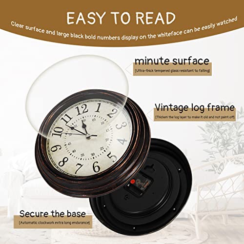 Jvxyuieh Vintage Wall Clock 12'' Retro Silent Non Ticking Clock Bronze Quartz Battery Operated Wall Clocks Decor For Living Room Kitchen Bathroom Office (No Battery Provided) #TOP1