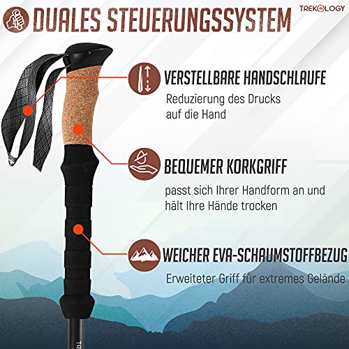 Trekology Wanderstöcke Carbon Teleskop, Trekkingstöcke, Nordic Walking Stöcke Verstellbar für Damen Herren, Ultraleichte… - Image 6