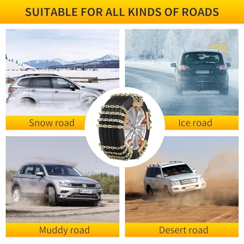 Qoosea SNOWCHAINS Snow Chains For Car Tire Chains 6Pack Anti-Skid Car Chains Adjustable Durable Universal Tire Chains thumb #7