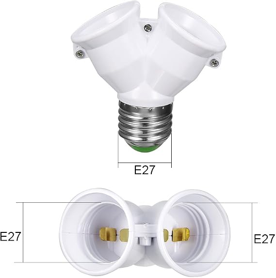 Sourcing Map E27 to Dual E27 Adapter LED Light Socket Converter Bulb Base Splitter Lamp Holder