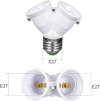 Sourcing Map E27 to Dual E27 Adapter LED Light Socket Converter Bulb Base Splitter Lamp Holder