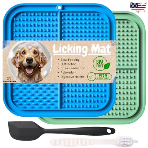 Dog Lick Mat - 2 Pack Slow Feeder for Dogs & Cats to Keep Them Bu...