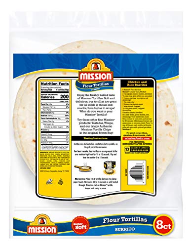 Mission Burrito Flour Tortillas, Large Size, 8 Count, Trans Fat Free #TOP1